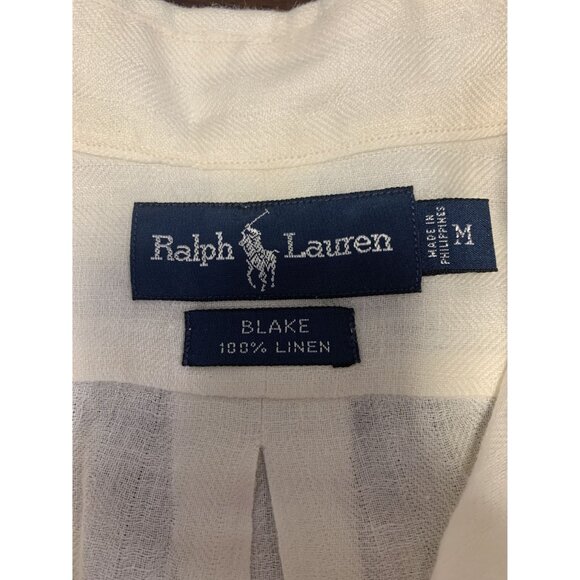 Ralph Lauren M Blake 100% Linen Lightweight Cream Button Down Shirt - Picture 4 of 9